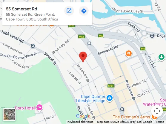 Map showing the NukuBafaan studio at 1st Floor, Somerset Square, Unit 7C6, 55 Somerset Road, Green Point, Cape Town, 8005